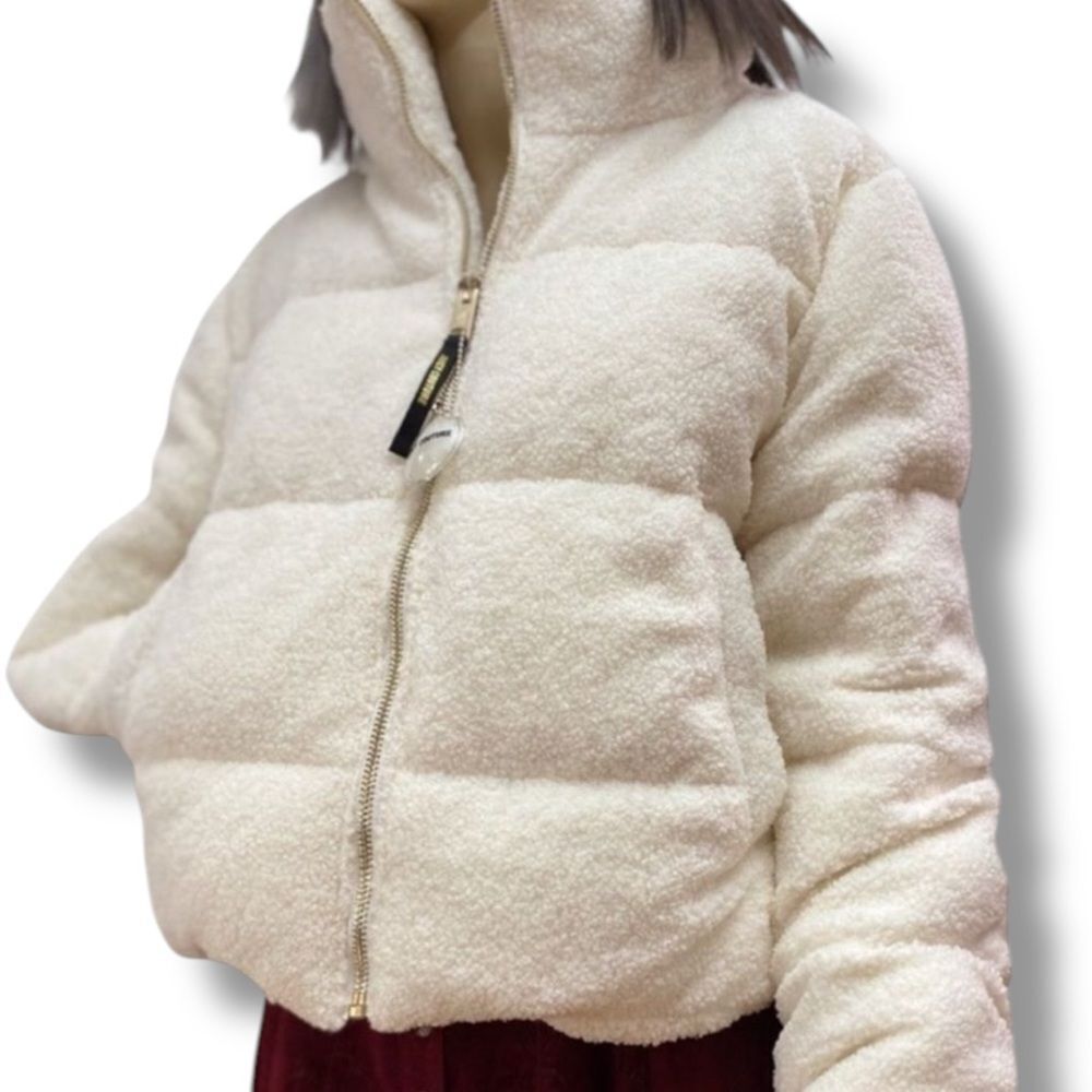 White Puffer Jacket Dense Sherpa Winter Coat Juicy Couture NWT